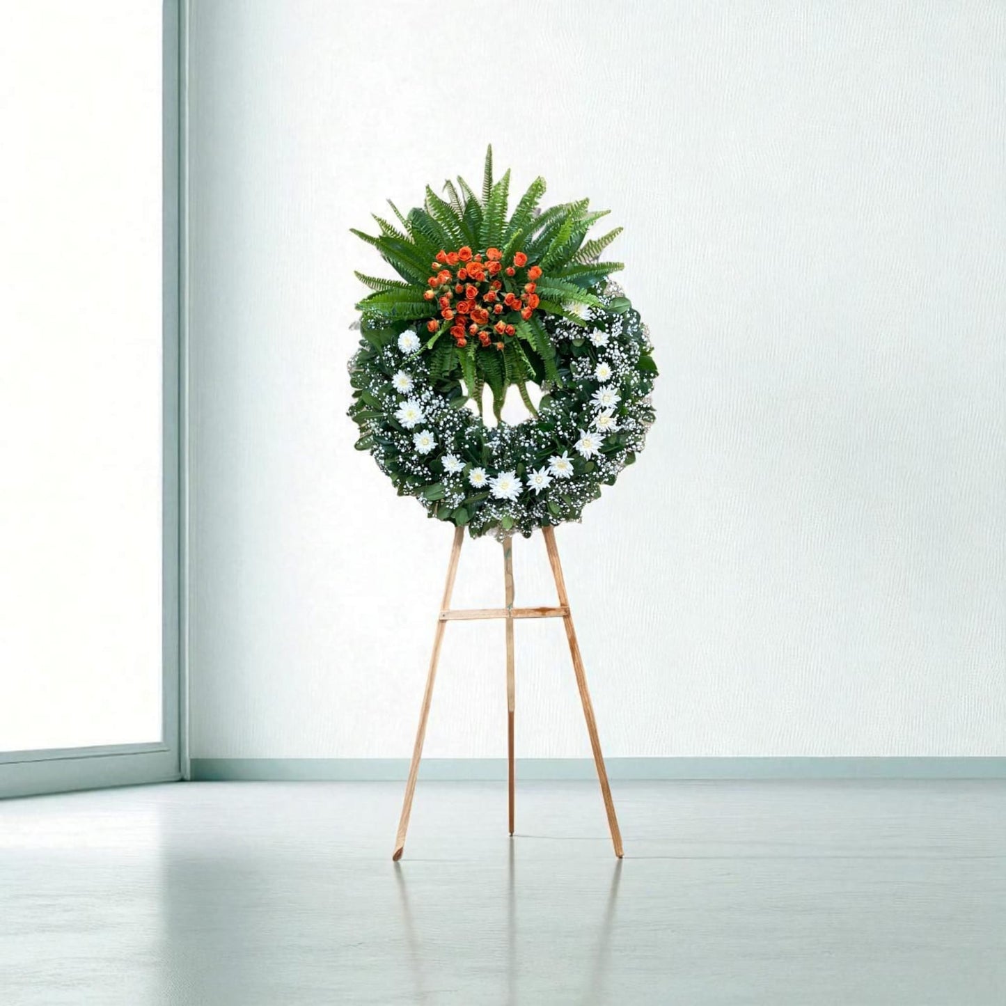 Corona floral para difunto